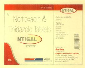 Norfloxacin & Tinidazole Tablets Ntigal Device mark 4270202 Trademark
