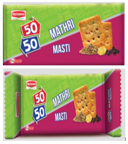 Britannia 50-50 Mathri Masti (series Of 2) (label) Device mark 4284408 Trademark