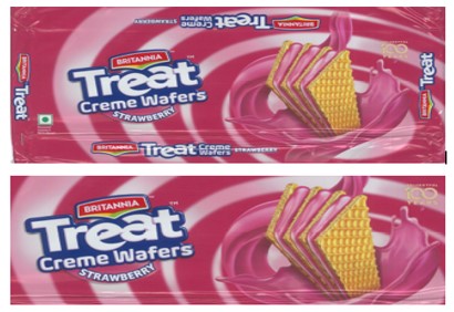 Britannia Treat Creme Wafers Strawberry (series Of 2) (label) Device mark 4284411 Trademark