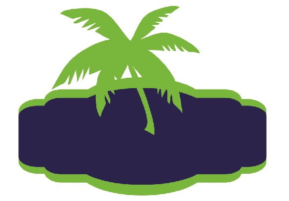 Device Of Coconut Tree And Blue Stripe With Green Border Device mark 4324446 Trademark