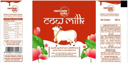 Namaste India Cow Milk Label Device mark 4336568 Trademark