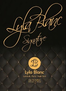 Lyla Blanc Signature ( Logo And Device) On Black Background Device mark 4364880 Trademark