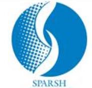 Spherical Dark Blue & Sky Blue Device Of Two Crescents With Word Sparsh Device mark 4391089 Trademark