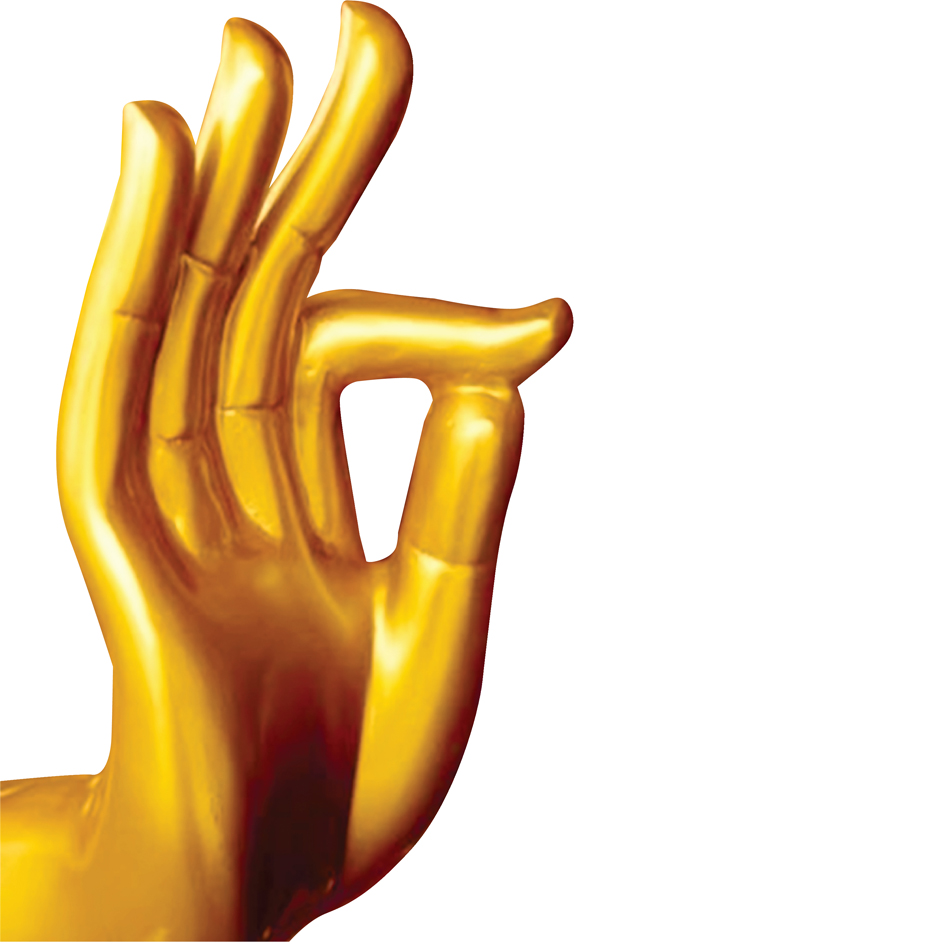 Golden Budha Hand Symbol Device mark 4449073 Trademark