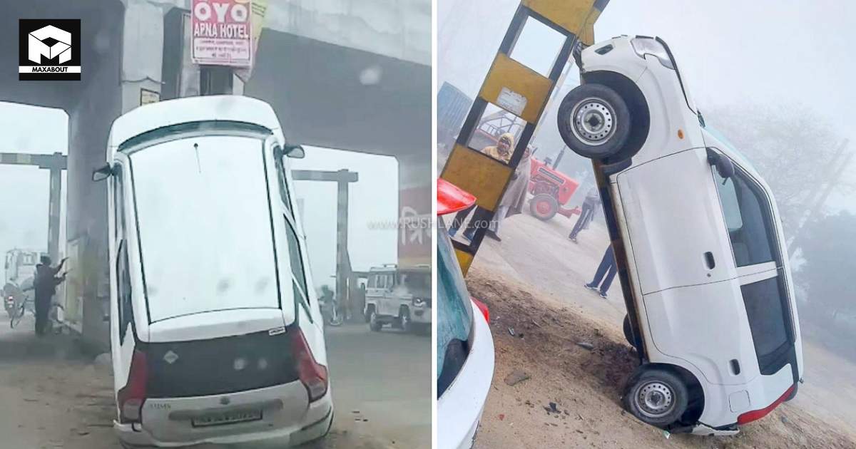 Unusual Parking: Maruti WagonR Defies Gravity in North India Collision - view