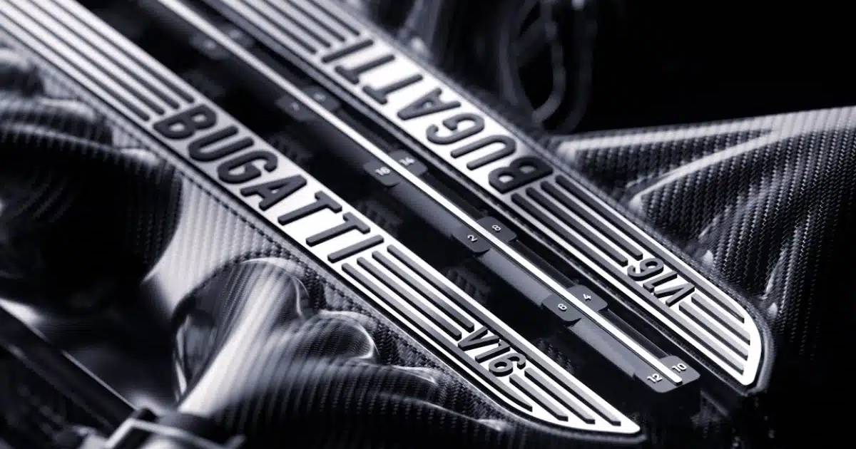 Bugatti Unveils V16 Hybrid Engine for Chiron's Upcoming Successor - left