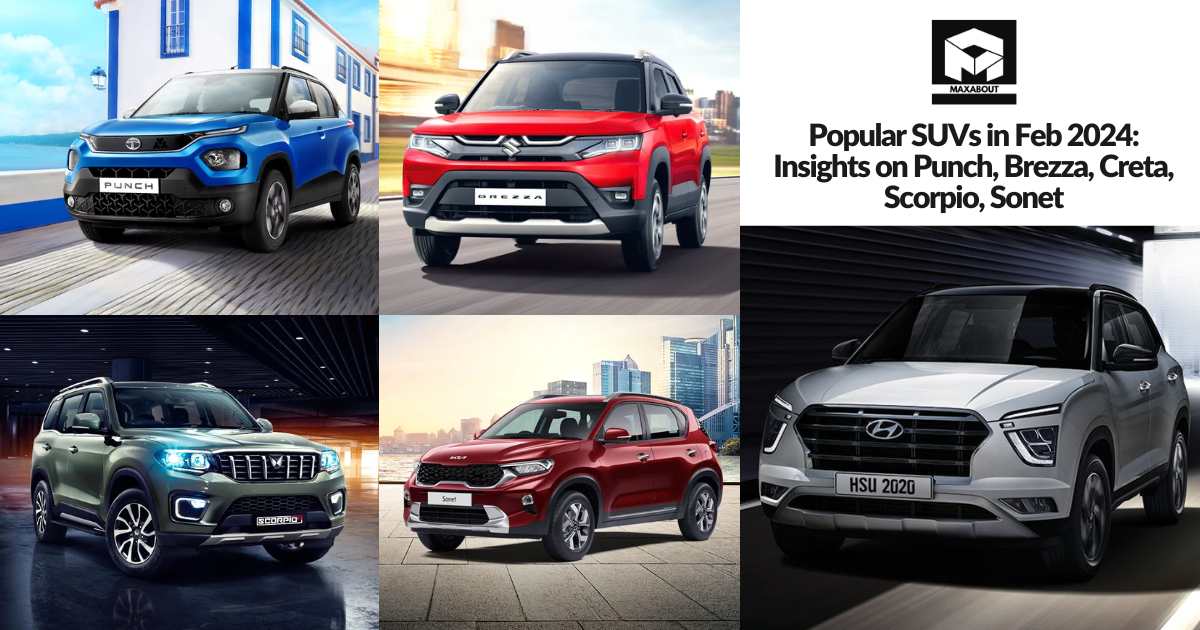 Popular SUVs in Feb 2024: Insights on Punch, Brezza, Creta, Scorpio, Sonet