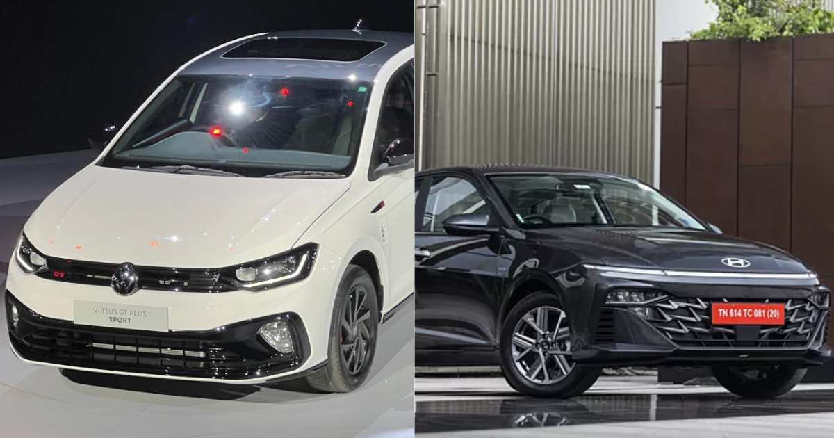 VW Virtus GT Plus Sport vs Hyundai Verna Turbo: Visual Comparison - midground