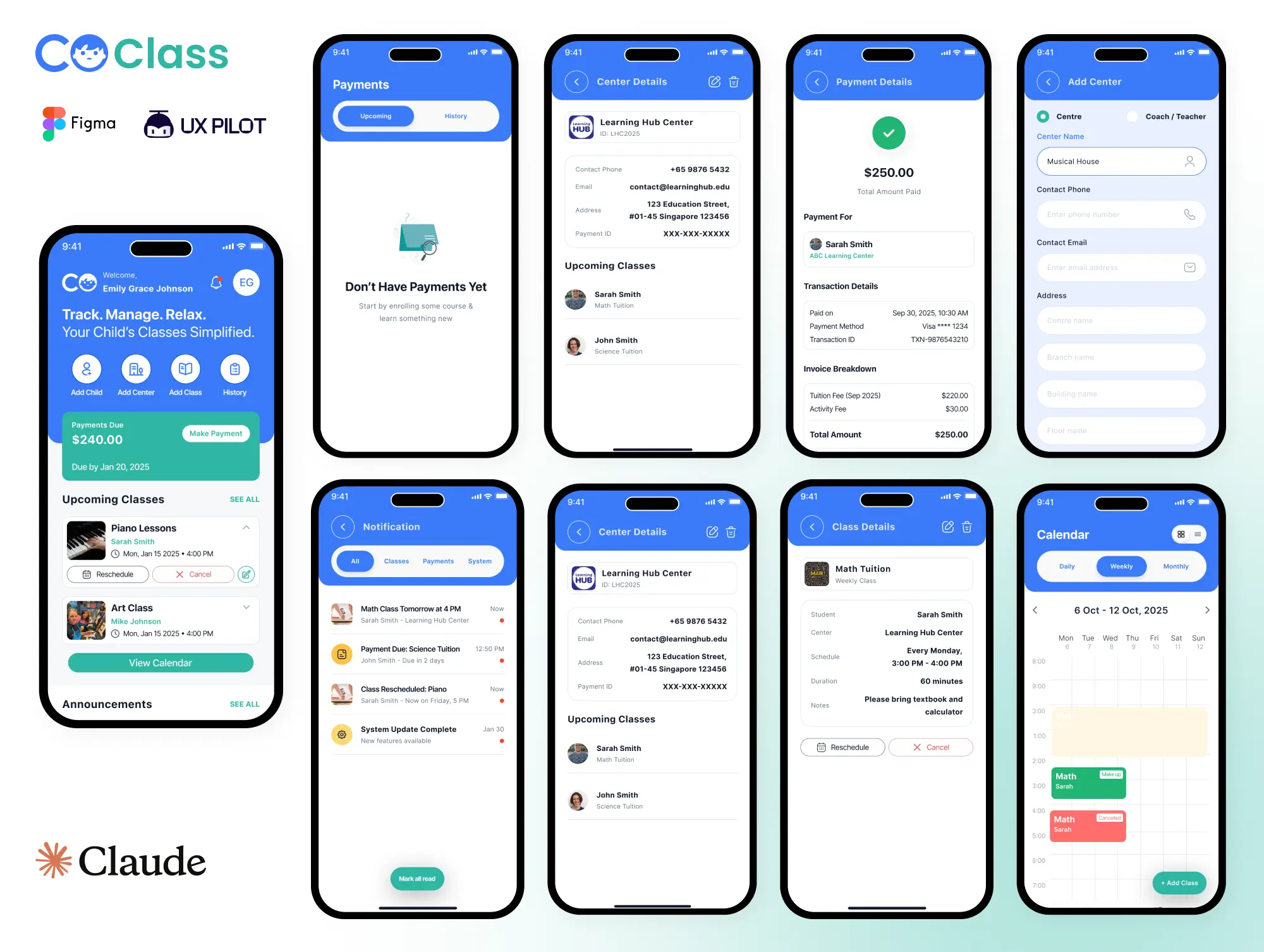 CoClass class scheduling and payment app