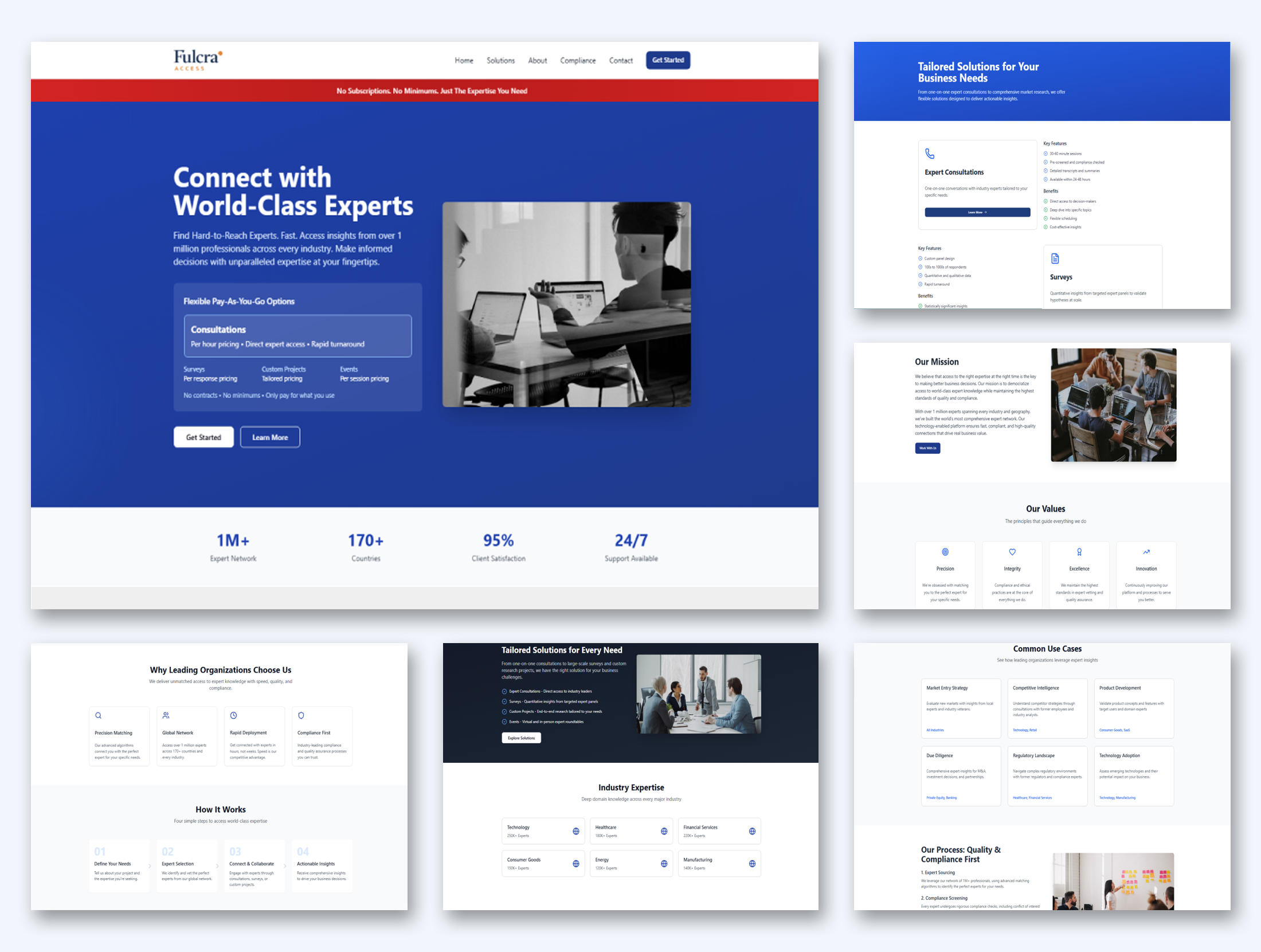 Fulcra expert network website screens on desktop and mobile