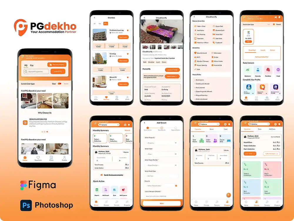 PG Dekho rental accommodation app interface