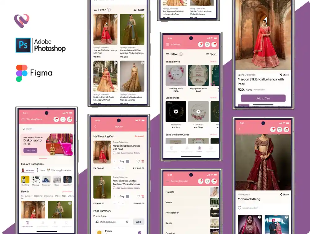 Wedenzy wedding planning app interface