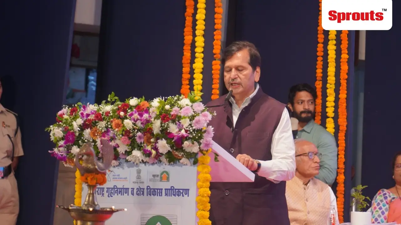 Minister Mangal Prabhat Lodha addressing the MHADA Lottery 2026 event