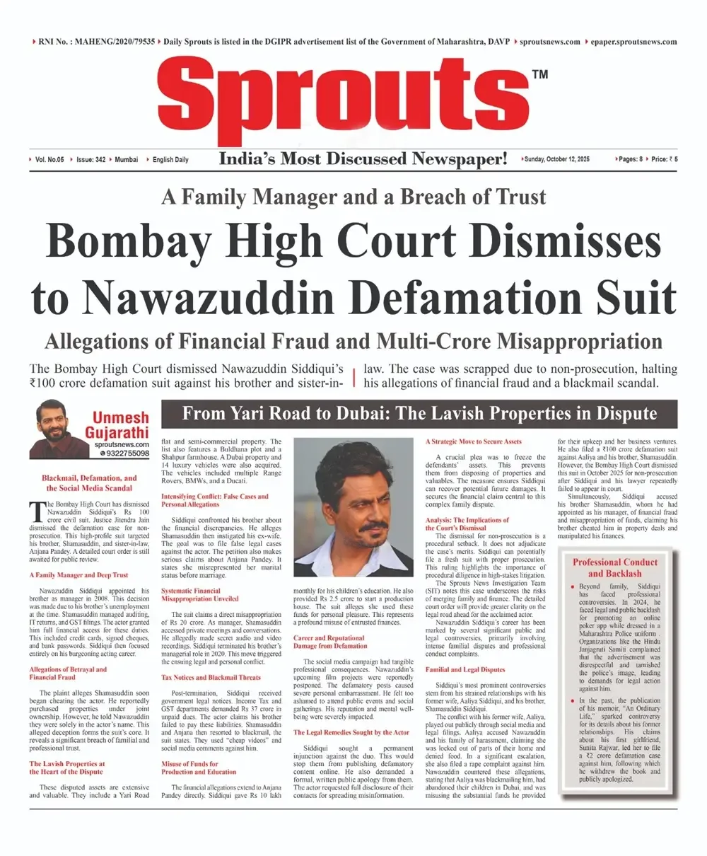 Nawazuddin Siddiqui’s ₹100 Cr Suit Against Brother Dismissed.