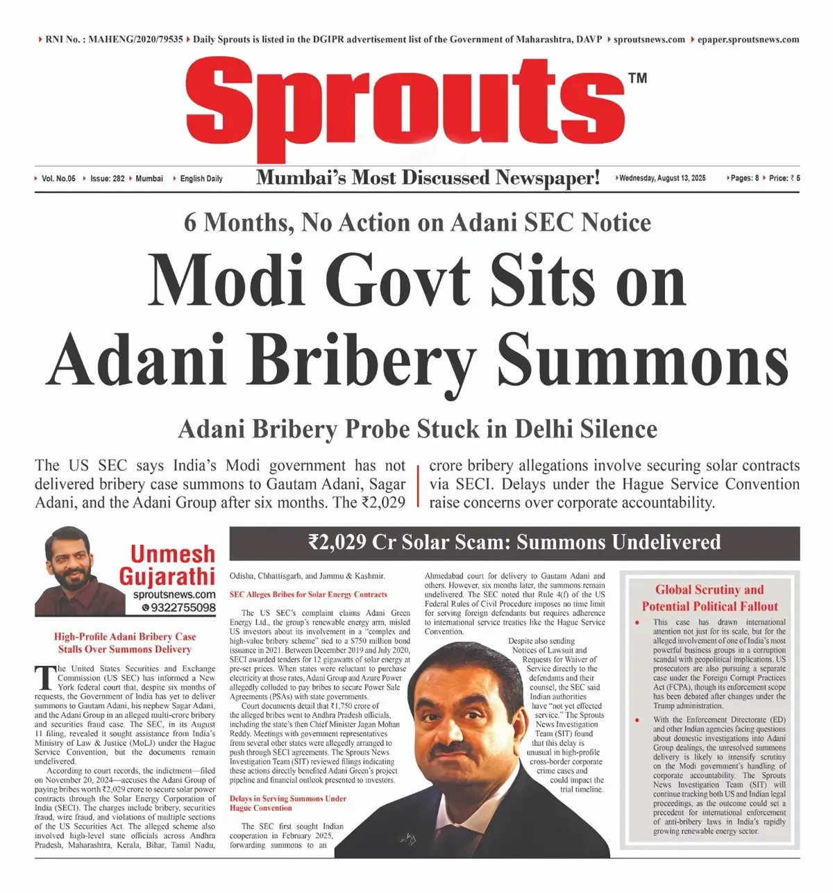 Adani bribery summons delay exposes Delhi‑India legal stall.