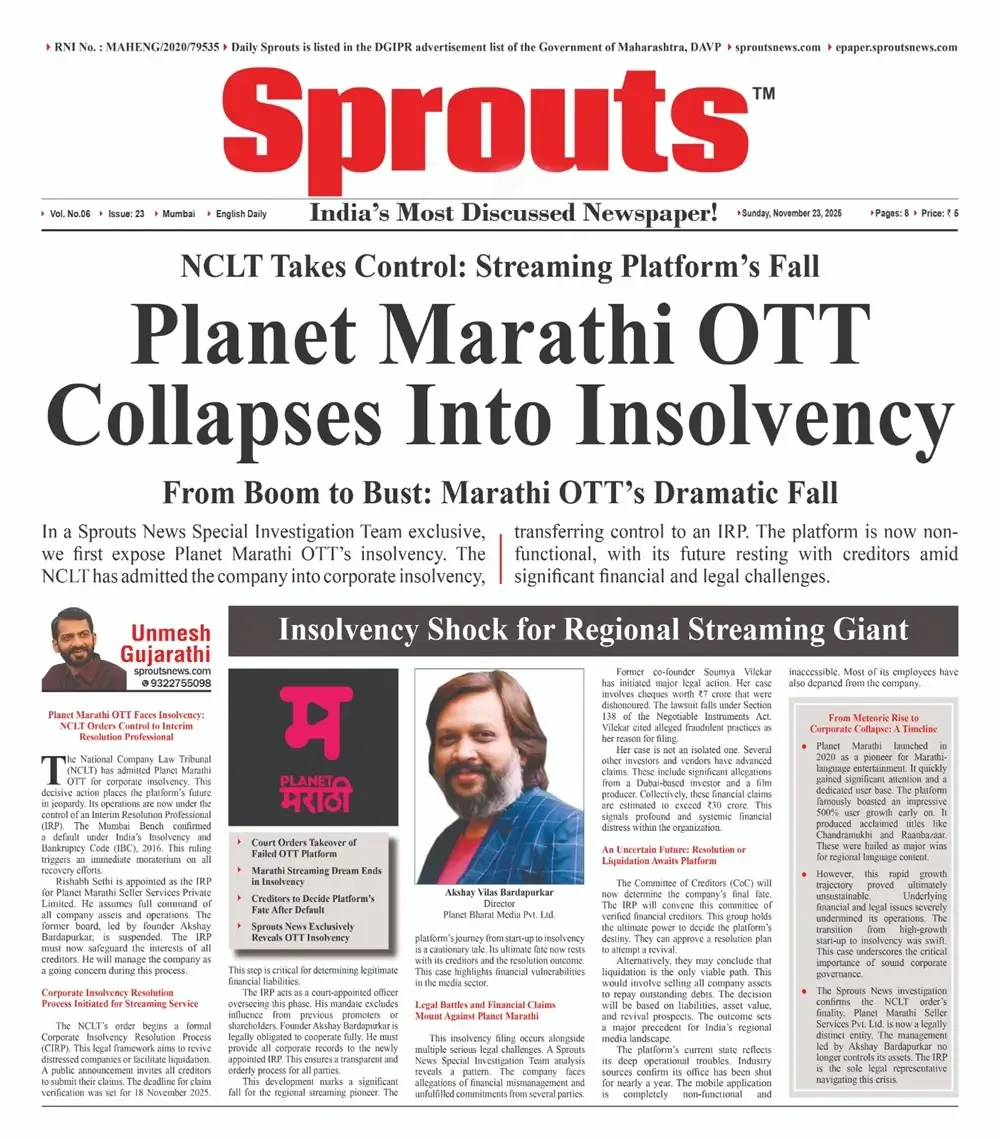 NCLT Admits Planet Marathi OTT for Insolvency
