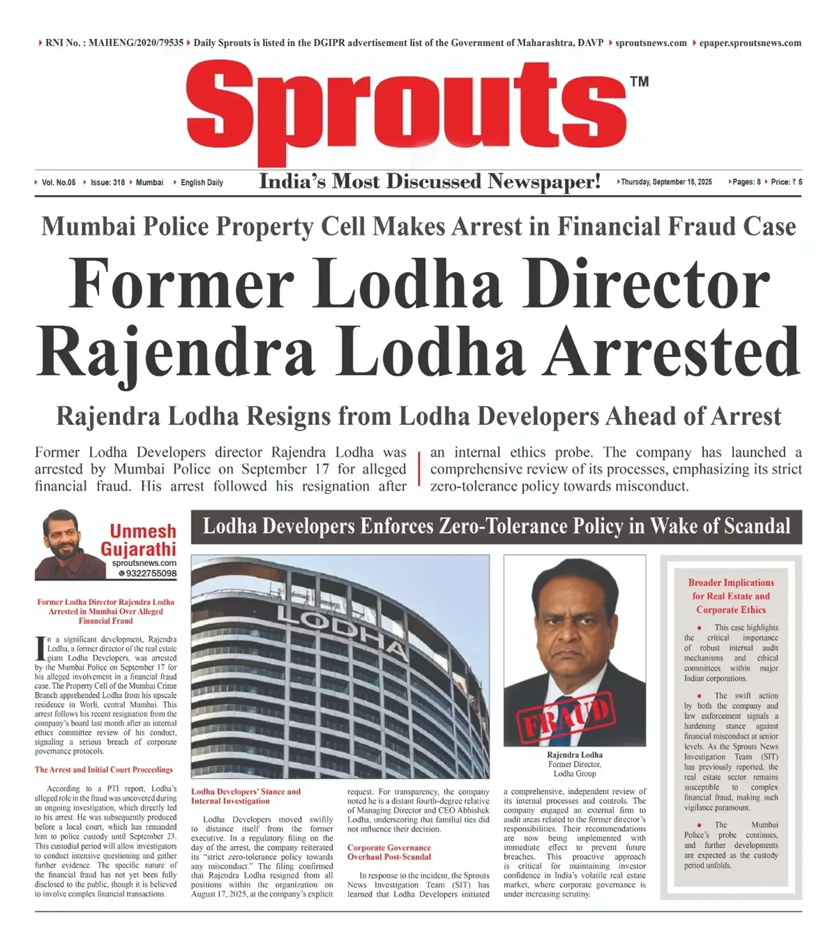 Ex-Lodha Director Rajendra Lodha Arrested in Mumbai Fraud Case.