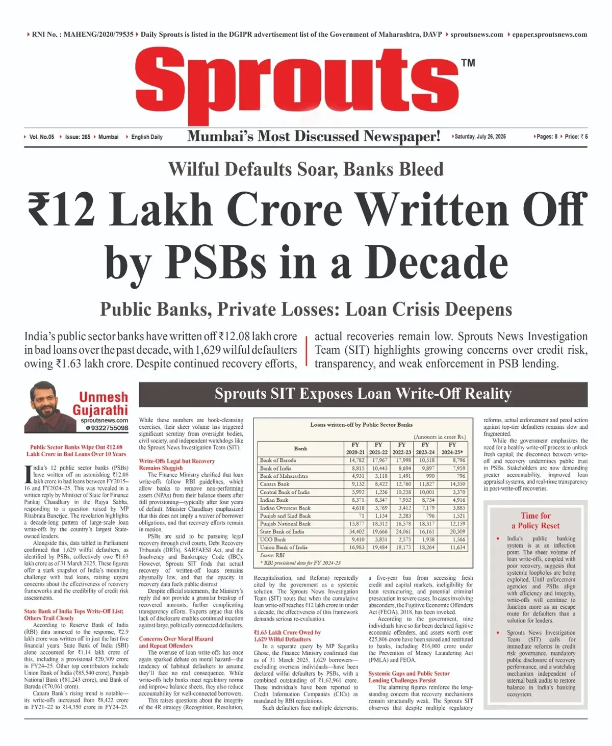 ₹12 Lakh Crore Written Off by PSBs in a Decade Wilful Defaults Soar, Banks Bleed.