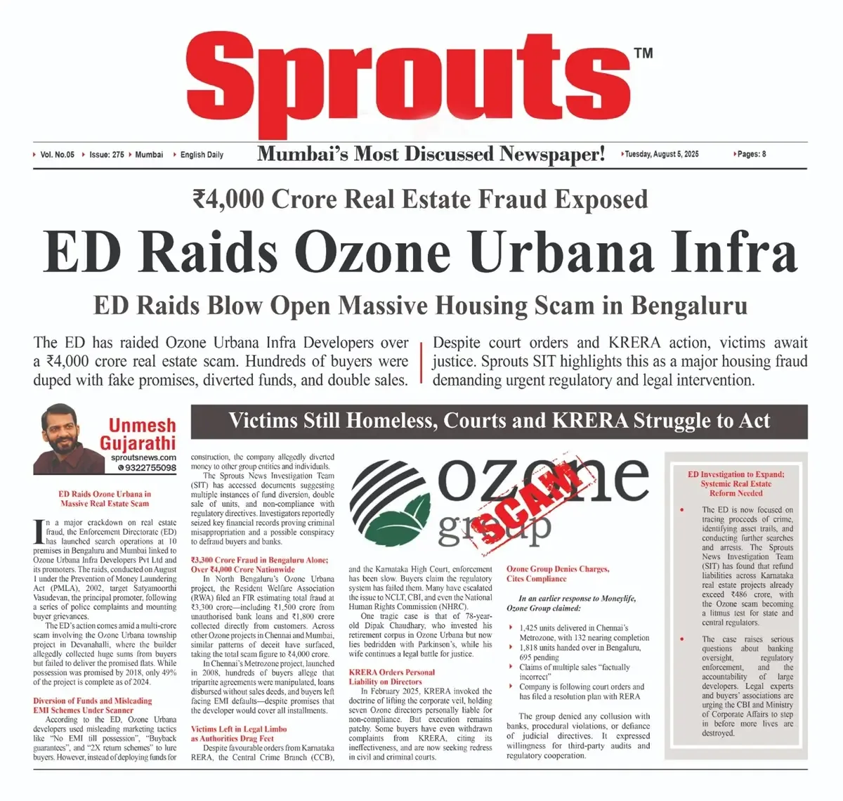 ED Raids Ozone Urbana Infra Developers for ₹4,000 Crore Scam.
