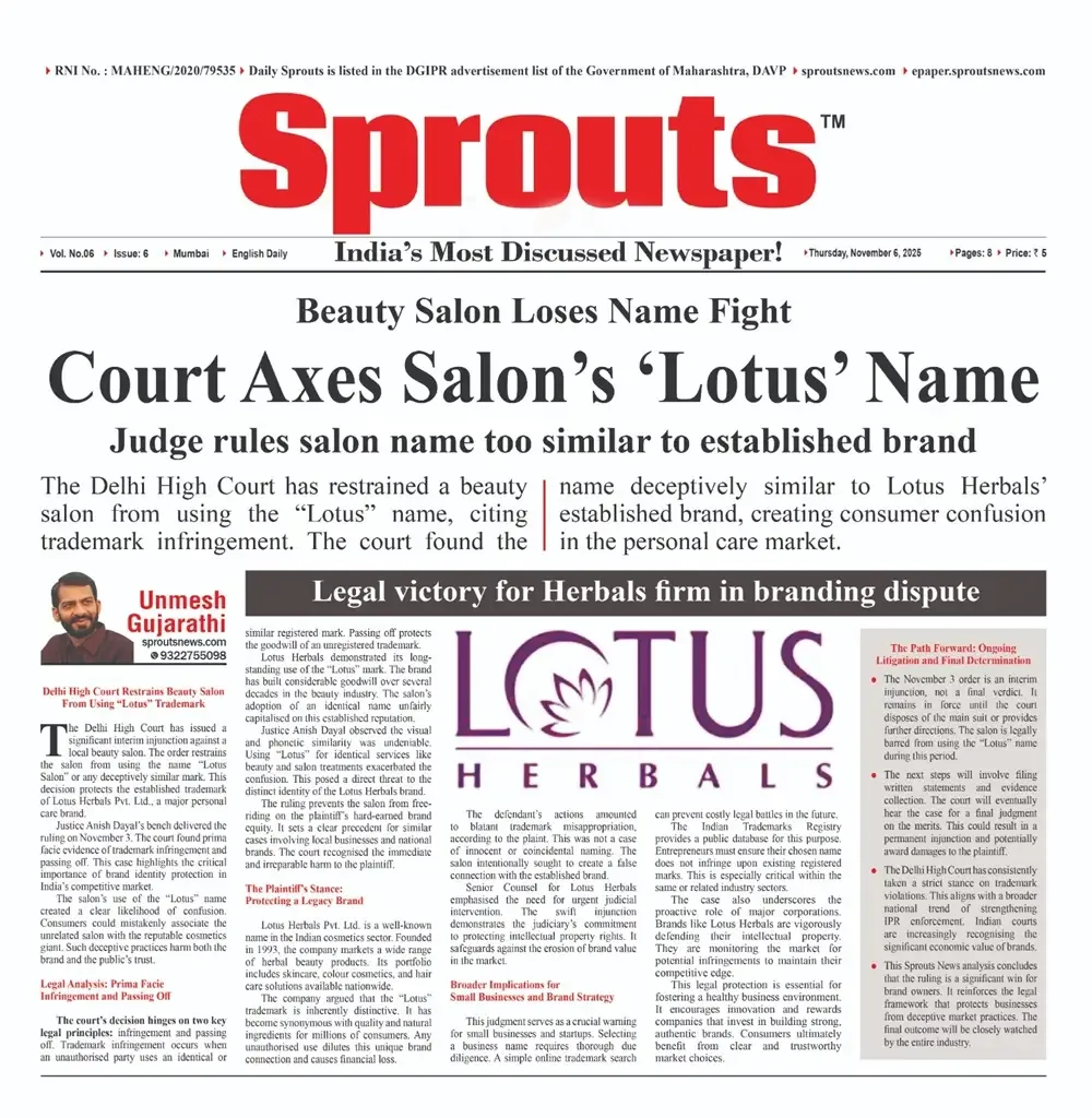 Delhi HC Bars Beauty Salon from Using “Lotus” Brand Name.