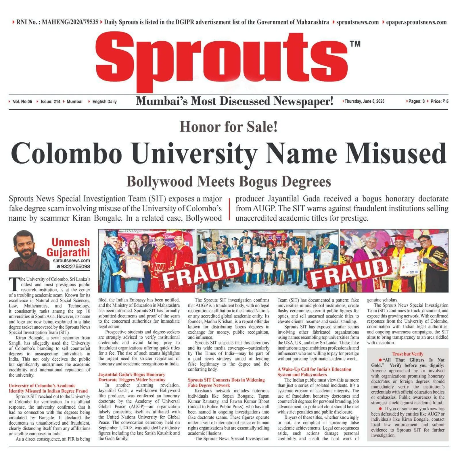 Colombo University Name Misused in Fake Degrees Racket