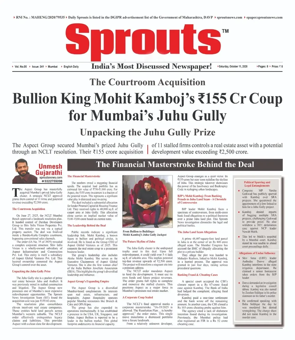 Aspect Group Acquires ₹2,500 Cr Juhu Gully Project via NCLT.