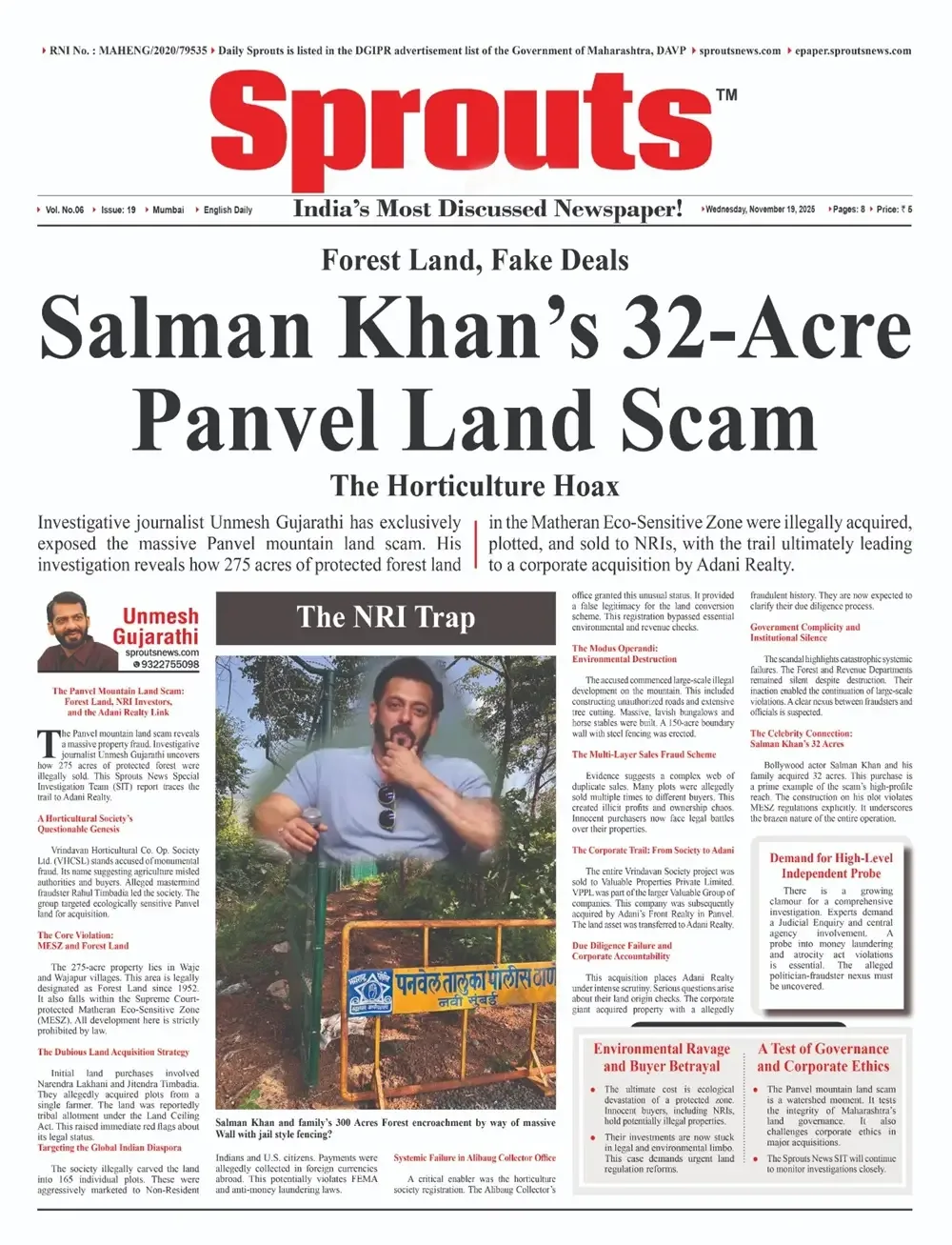 Adani Realty Link Surfaces in Massive Panvel Forest Land Fraud