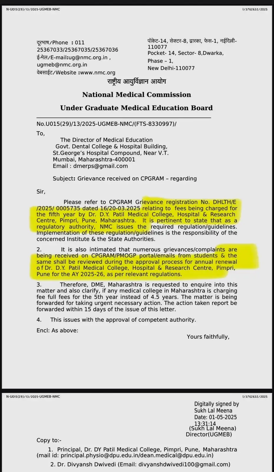 NMC Imposes 10 L Fine on DY Patil College