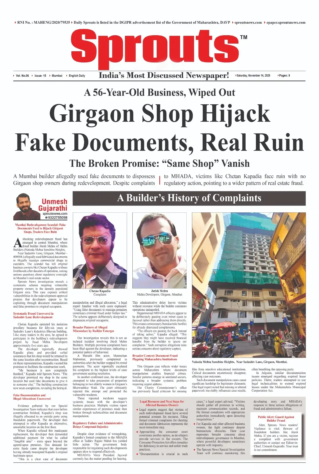 Jitesh Mehta of Mehta Builders Uses Fake Documents to Grab Girgaon Shops