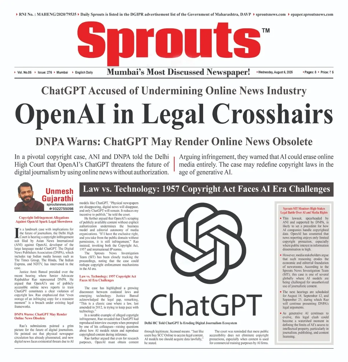 OpenAI in Legal Crosshairs as ANI and DNPA Sue ChatGPT.