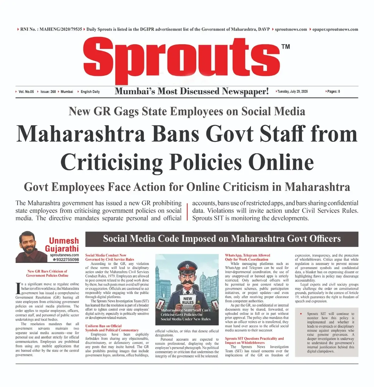 Maharashtra Government Bars State Employees From Criticising Policies Online.