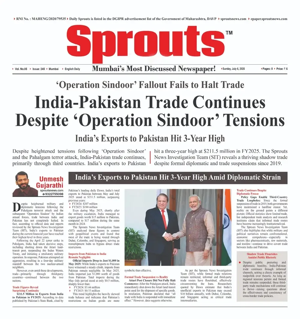 India‑Pakistan Trade Continues Despite ‘Operation Sindoor’ Tensions.
